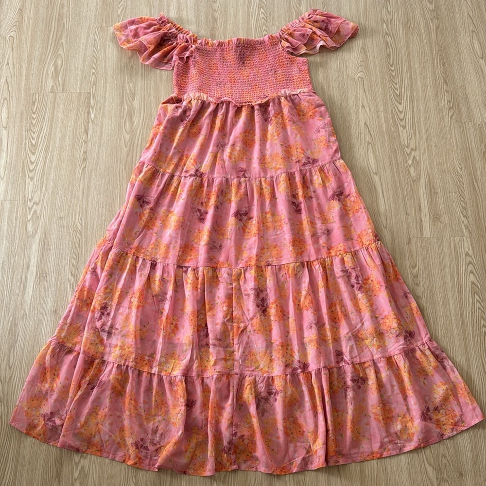 Pinkblush floral chiffon smocked top maxi dress nwot - Picture 7 of 8